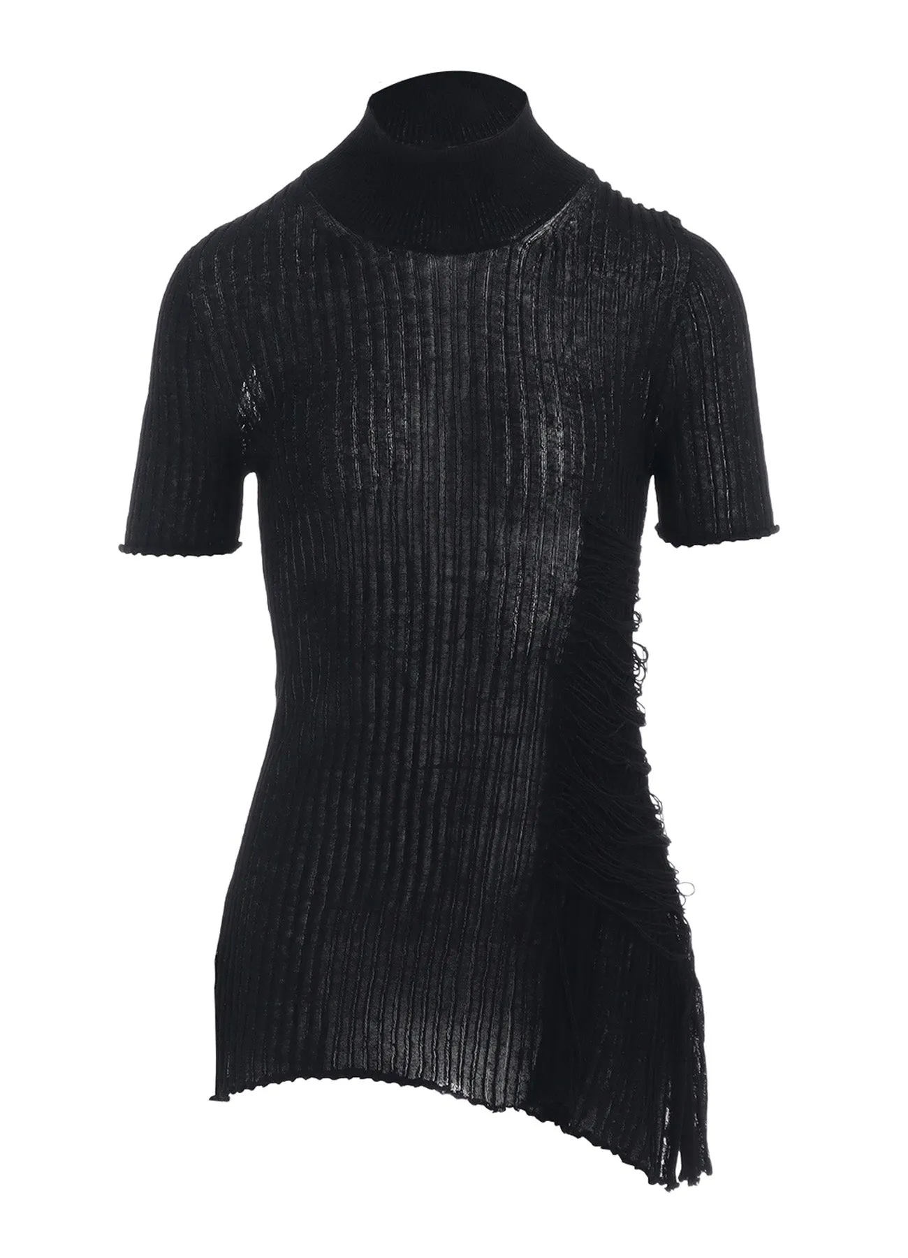 WIDE RIB WG ASYMMETRIC LACE UP HALF SLEEVE T sold by Yohji Yamamoto product image thumbnail 2