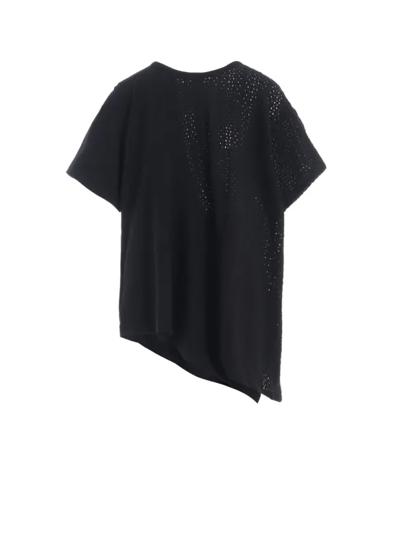 COTTON JERSEY/LACE DRAPE SHORT SLEEVE T sold by Yohji Yamamoto