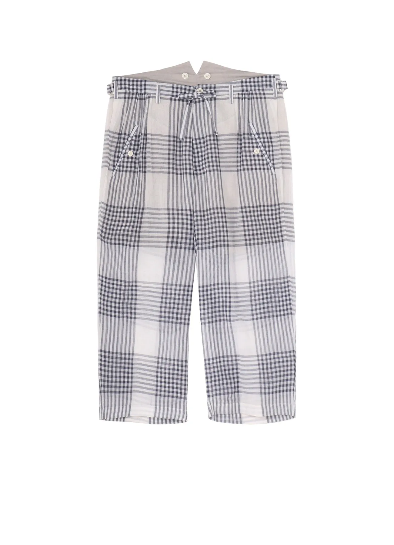 【PIECE UNIQUE/AOYAMA】HAND-WOVEN CARDIGAN PLAID SUSPENDERS PANTS sold by Yohji Yamamoto