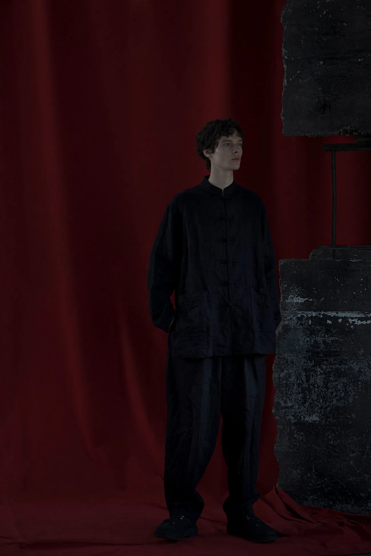 S’YTE × GDC Collaborate Collection- VINTAGE LINEN CHINO CLOTH OCTAGON STAR EMBROIDERY WAIST-STRING PANTS sold by Yohji Yamamoto product image thumbnail 2