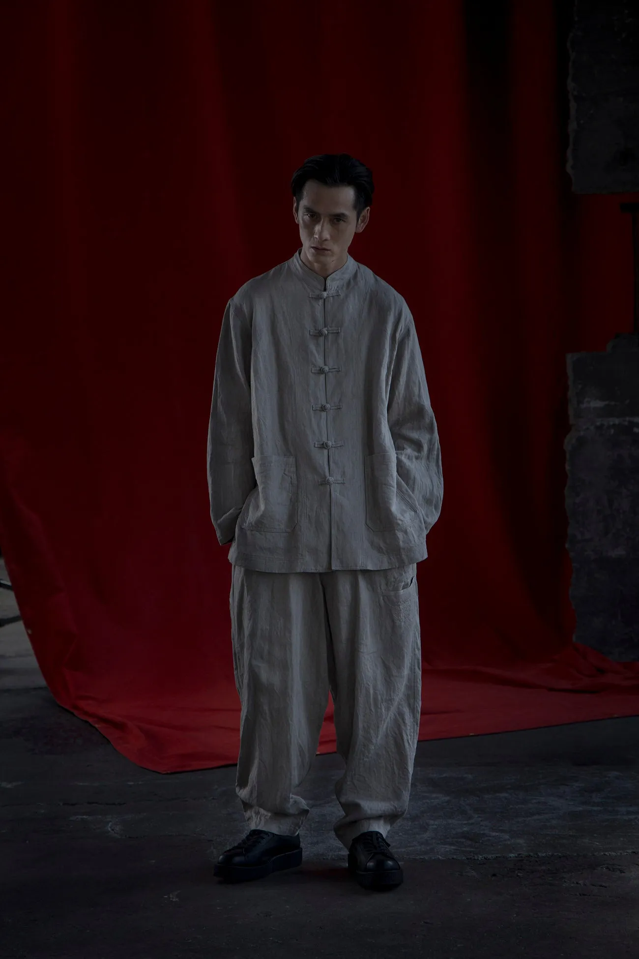 S’YTE × GDC Collaborate Collection- VINTAGE LINEN CHINO CLOTH OCTAGON STAR EMBROIDERY WAIST-STRING PANTS sold by Yohji Yamamoto product image thumbnail 2