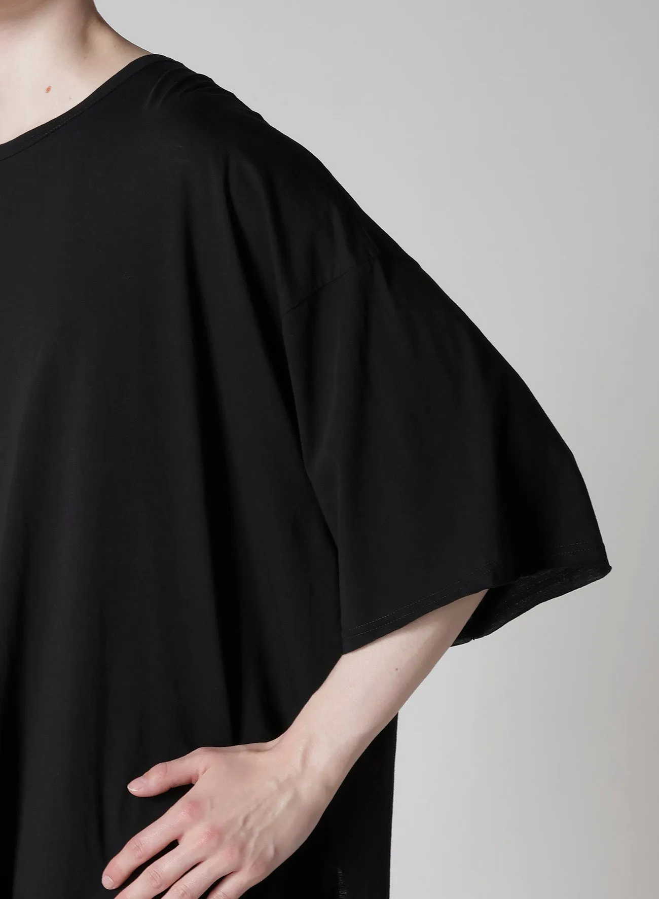 COTTON CASHMERE JERSEY BIG ROUND NECK SHORT SLV T sold by Yohji Yamamoto product image thumbnail 4