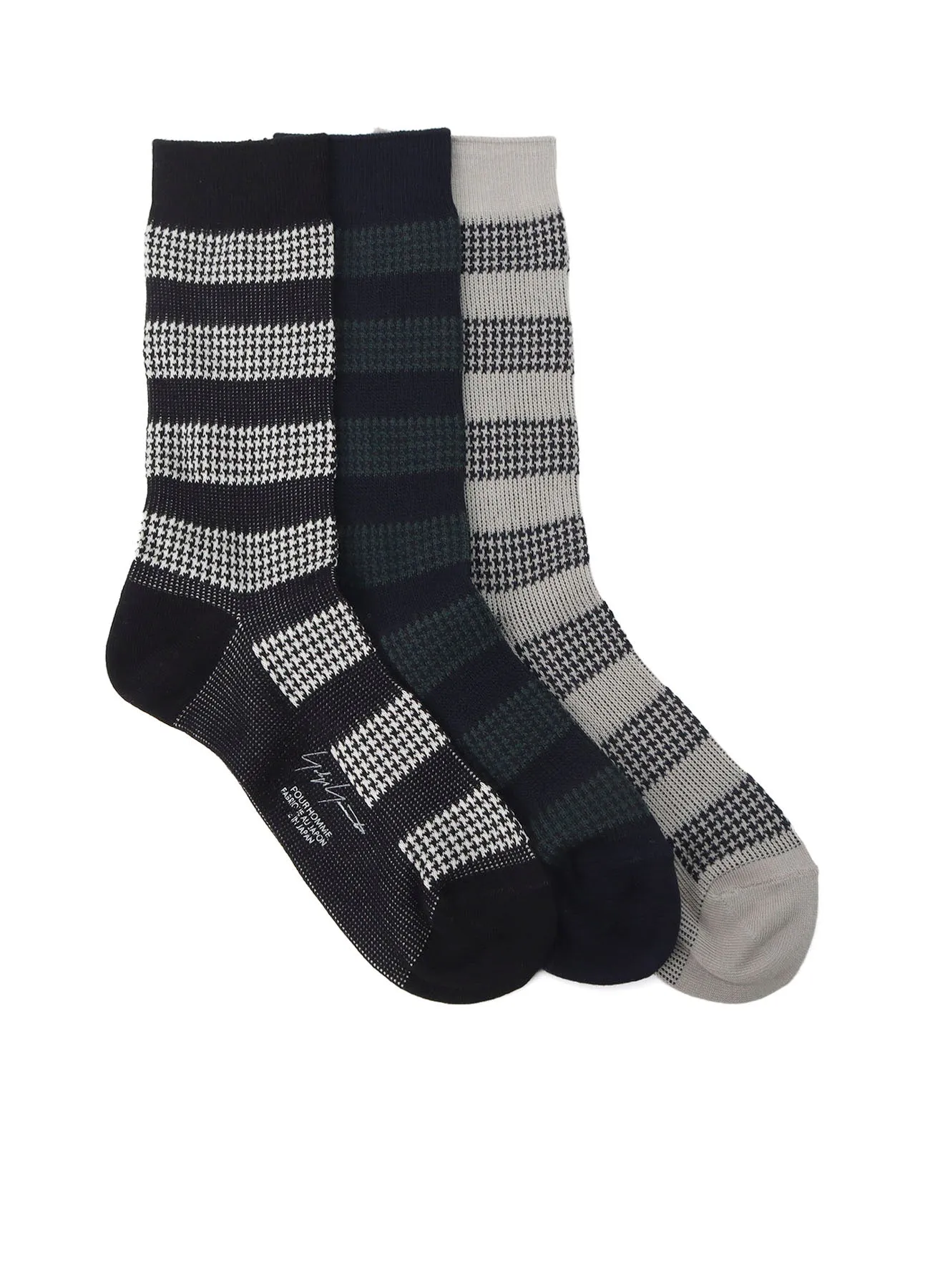 C/AC JQ STAGGERED BORDER SOCKS sold by Yohji Yamamoto
