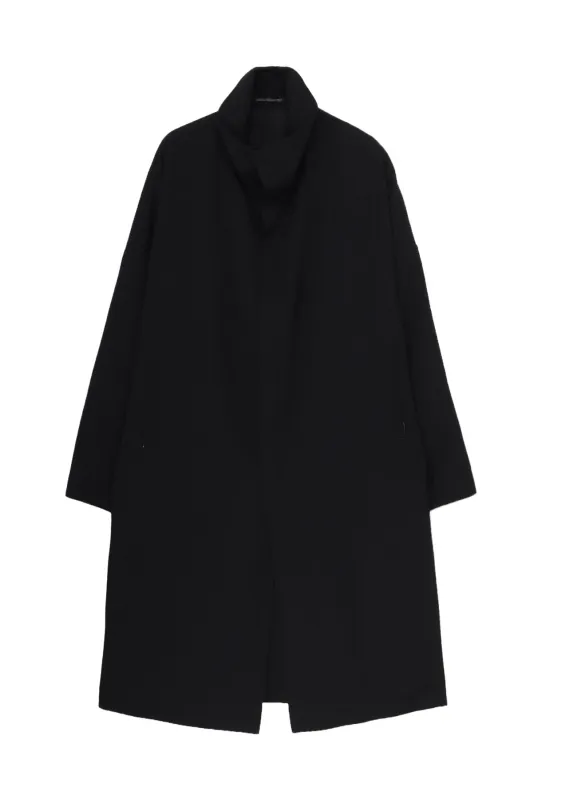 WOOL GABARDINE STRAIGHT CUTTING STAND COLLAR COAT sold by Yohji Yamamoto