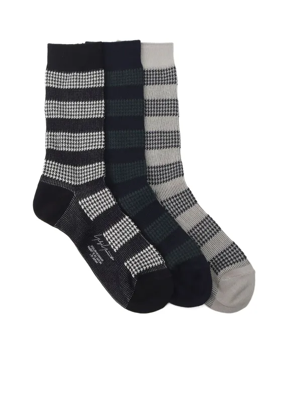 C/AC JQ STAGGERED BORDER SOCKS sold by Yohji Yamamoto
