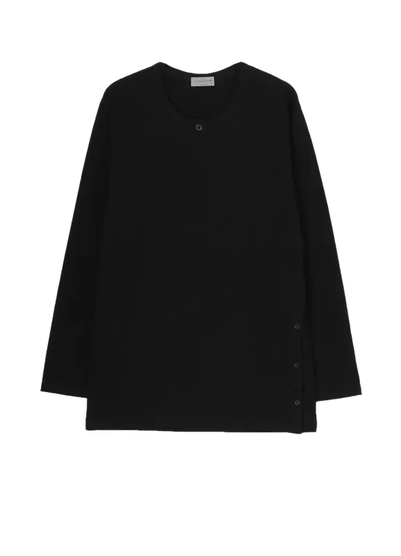 30/-COTTON SINGLE JERSEY SLIT HENLEY NECK T sold by Yohji Yamamoto