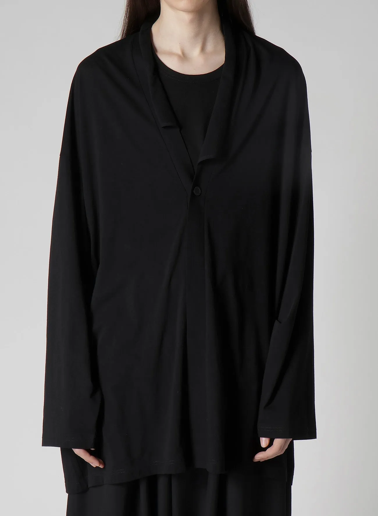 COTTON CASHMERE JERSEY ONE BUTTON CARDIGAN sold by Yohji Yamamoto product image thumbnail 2