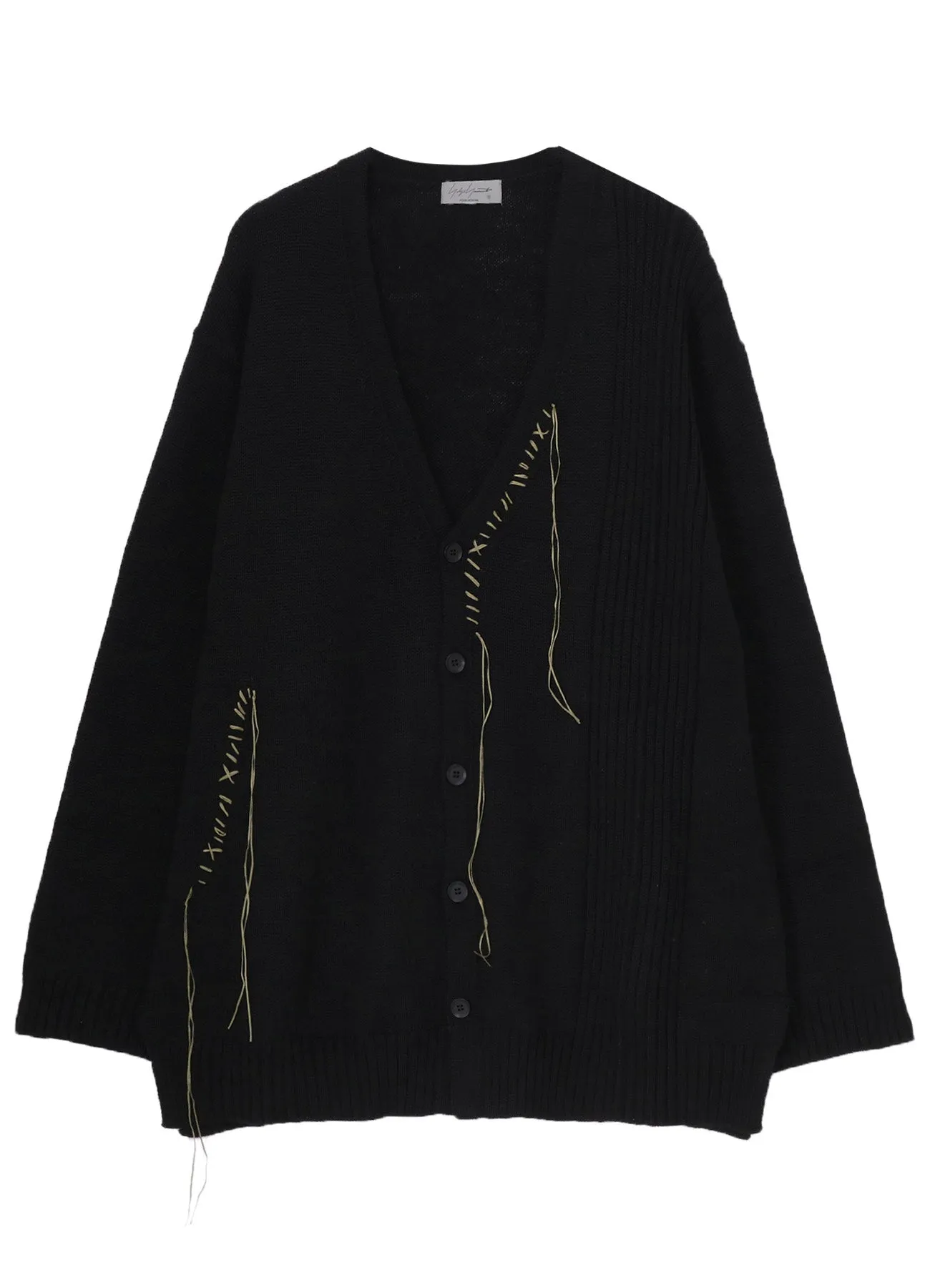 5G1P EMBROIDERY PLAIN STITCH EMBROIDERY V NECK CARDIGAN sold by Yohji Yamamoto product image thumbnail 2