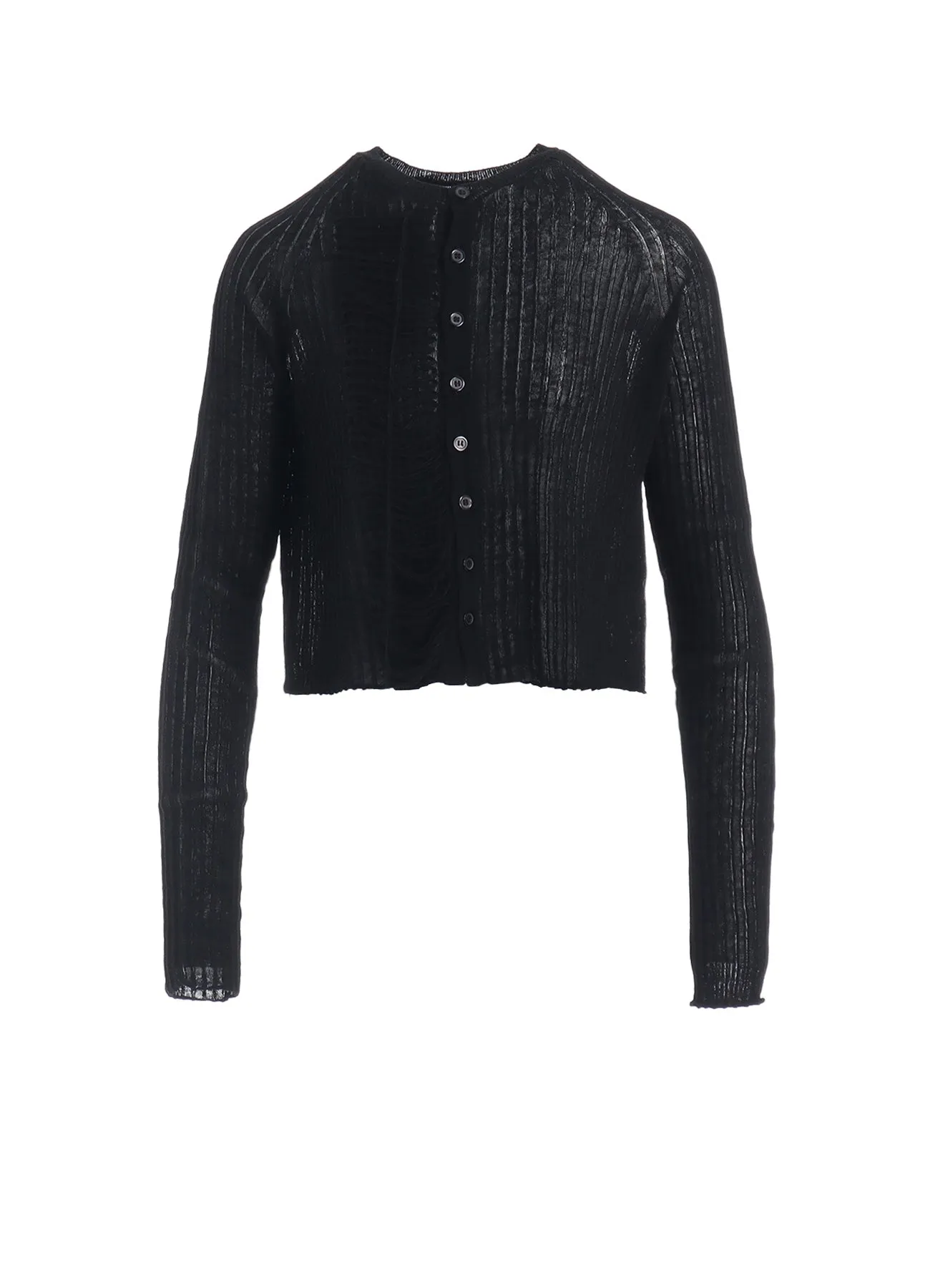 WIDE RIB WG LACE UP LONG SLEEVE CARDIGAN sold by Yohji Yamamoto