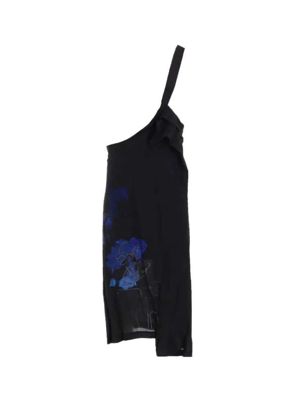 CU/LAWN FLOWER SKETCH PRINT JUMPER SKIRT sold by Yohji Yamamoto