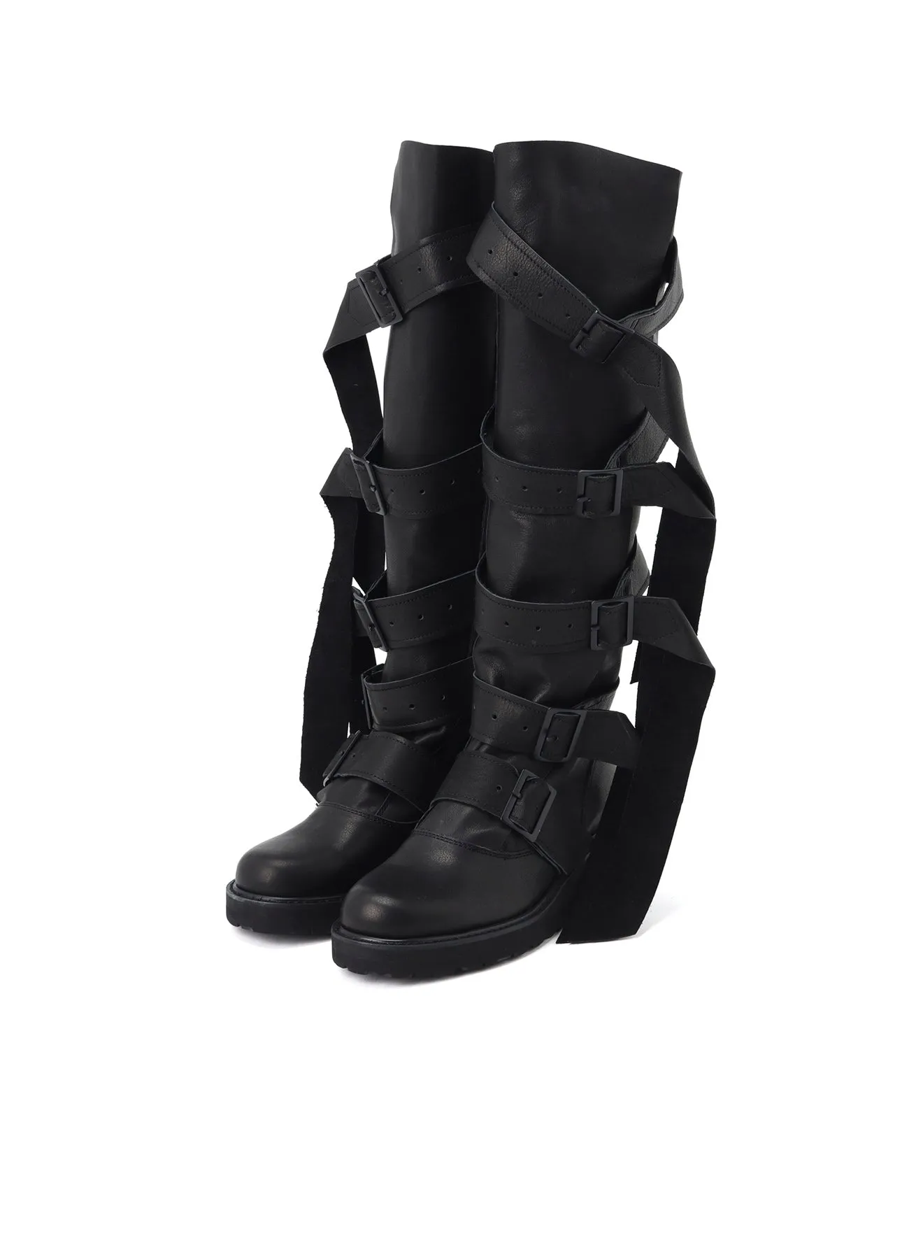SOFT OIL LEATHER 5STRAPS LONG BOOTS sold by Yohji Yamamoto