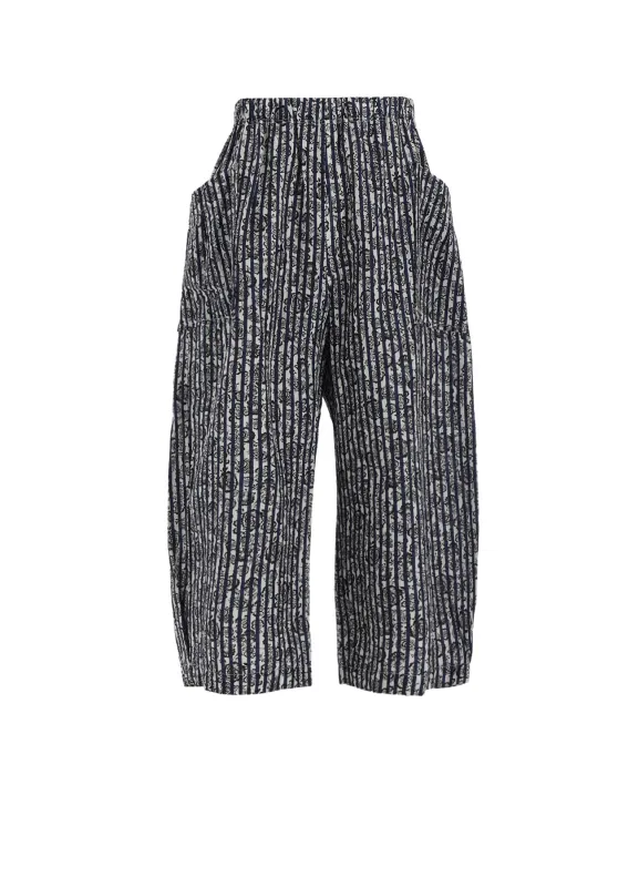 COTTON RIPPLE PRINT 4/5 LENGTH PANTS made by Yohji Yamamoto
