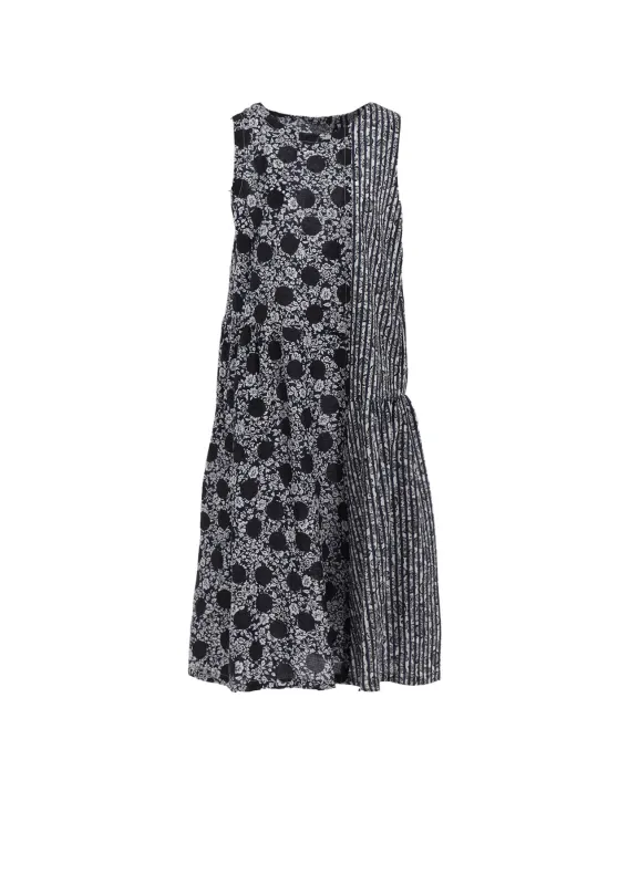 COTTON RIPPLE PRINT SWITCHING NO SLEEVE ONE PIECE sold by Yohji Yamamoto