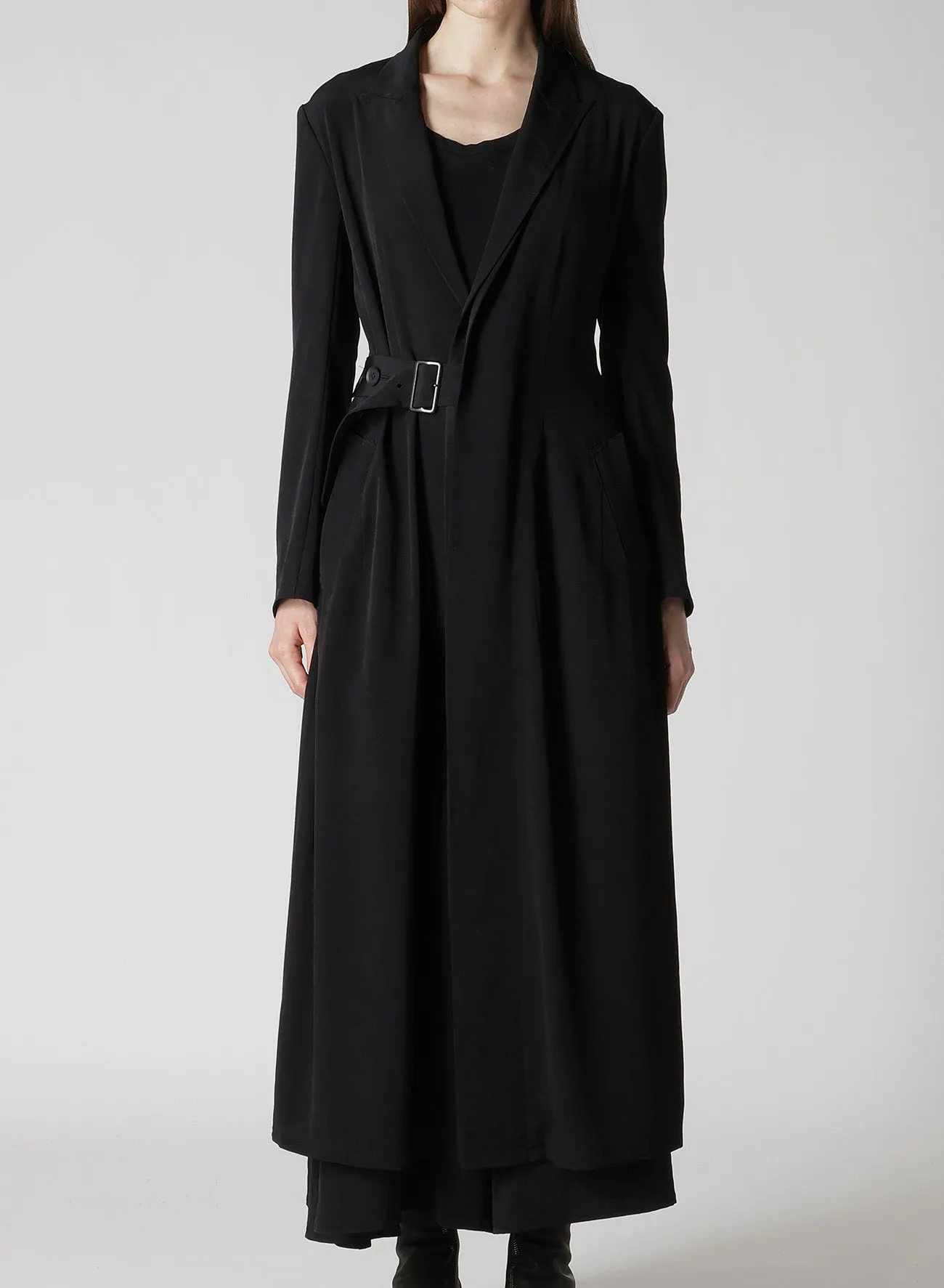 TA/PE CREPE DE CHINE WAIST BELT D COAT sold by Yohji Yamamoto product image thumbnail 2