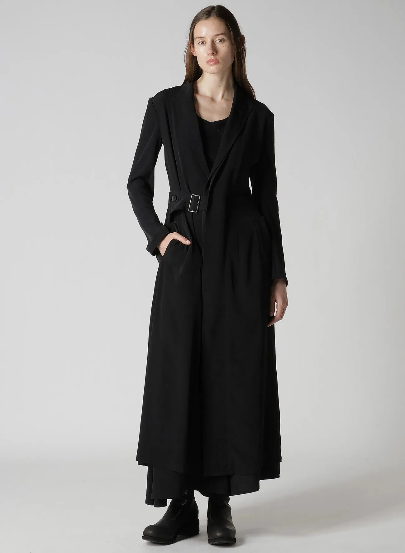 TA/PE CREPE DE CHINE WAIST BELT D COAT sold by Yohji Yamamoto product image thumbnail 3
