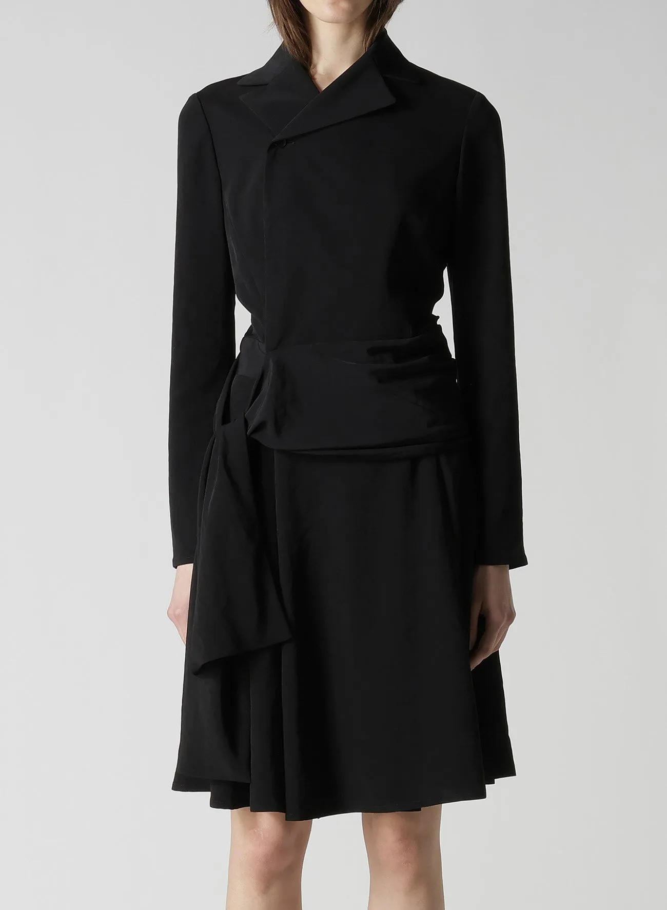 TA/PE CREPE DE CHINE KNOT DETAIL WRAP DRESS sold by Yohji Yamamoto product image thumbnail 2