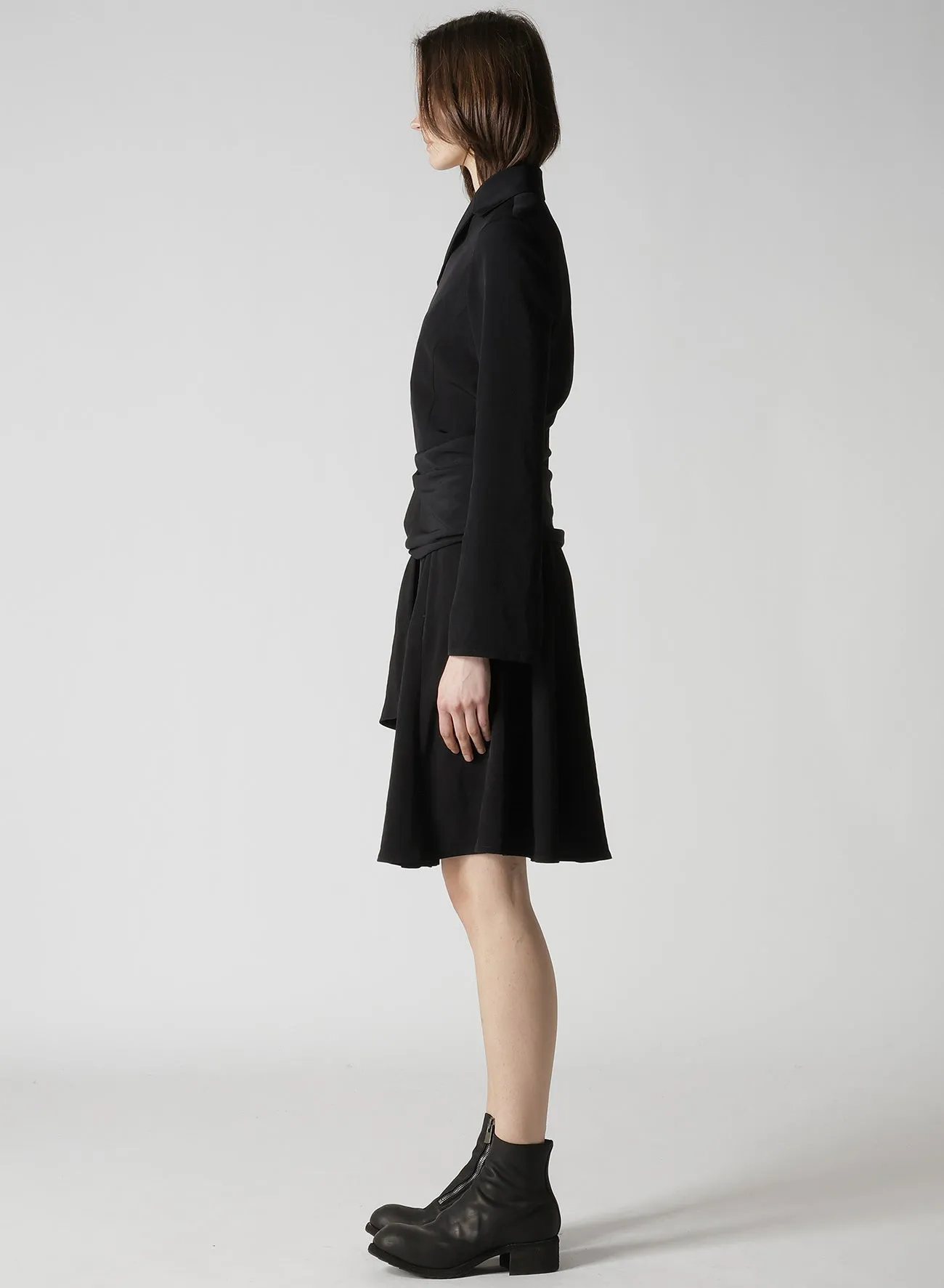 TA/PE CREPE DE CHINE KNOT DETAIL WRAP DRESS sold by Yohji Yamamoto product image thumbnail 4