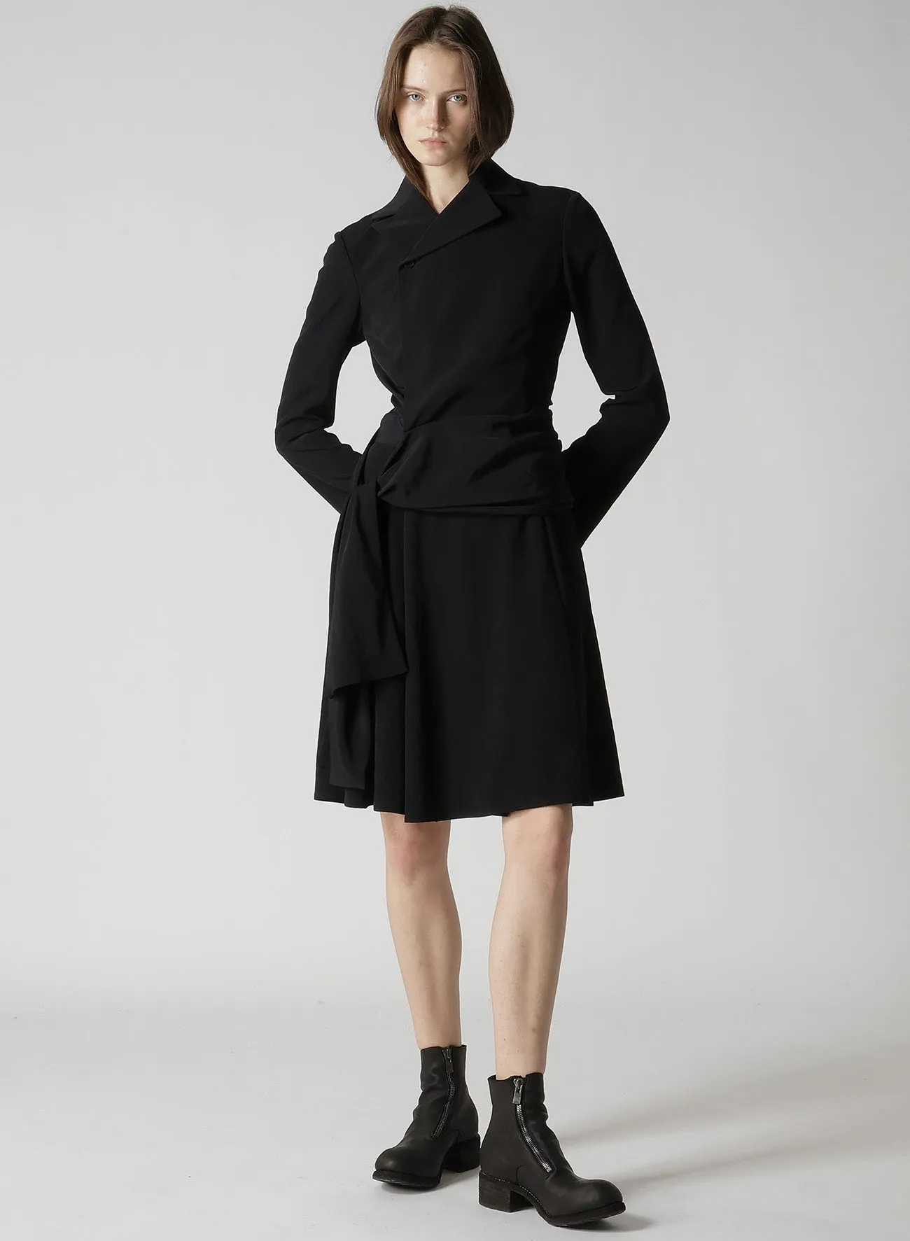 TA/PE CREPE DE CHINE KNOT DETAIL WRAP DRESS sold by Yohji Yamamoto product image thumbnail 3