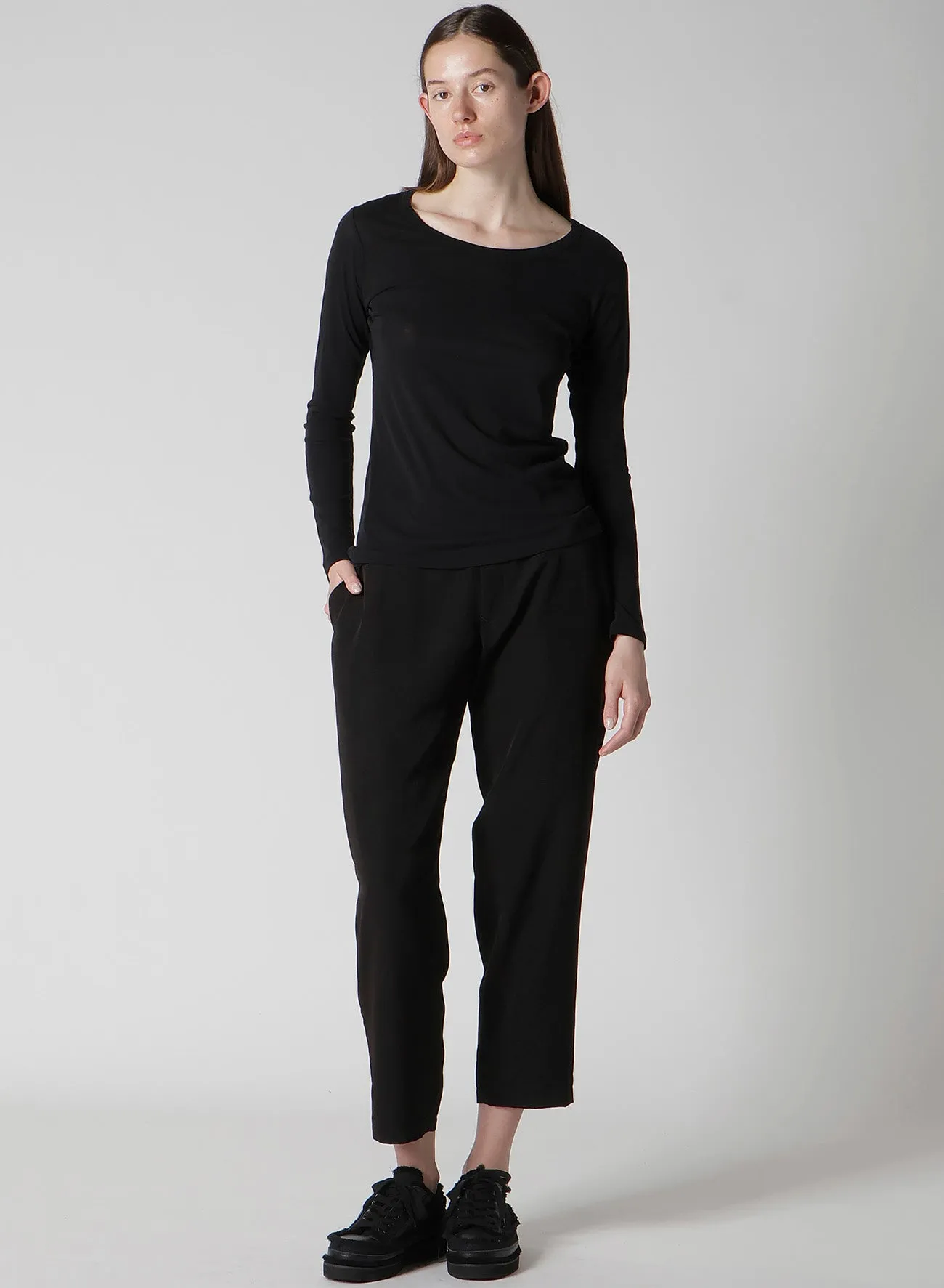 HIGH TWISTED JERSEY LONG SLV ROUND NECK T sold by Yohji Yamamoto product image thumbnail 3