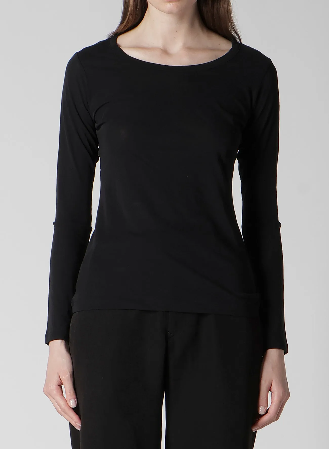 HIGH TWISTED JERSEY LONG SLV ROUND NECK T sold by Yohji Yamamoto product image thumbnail 2