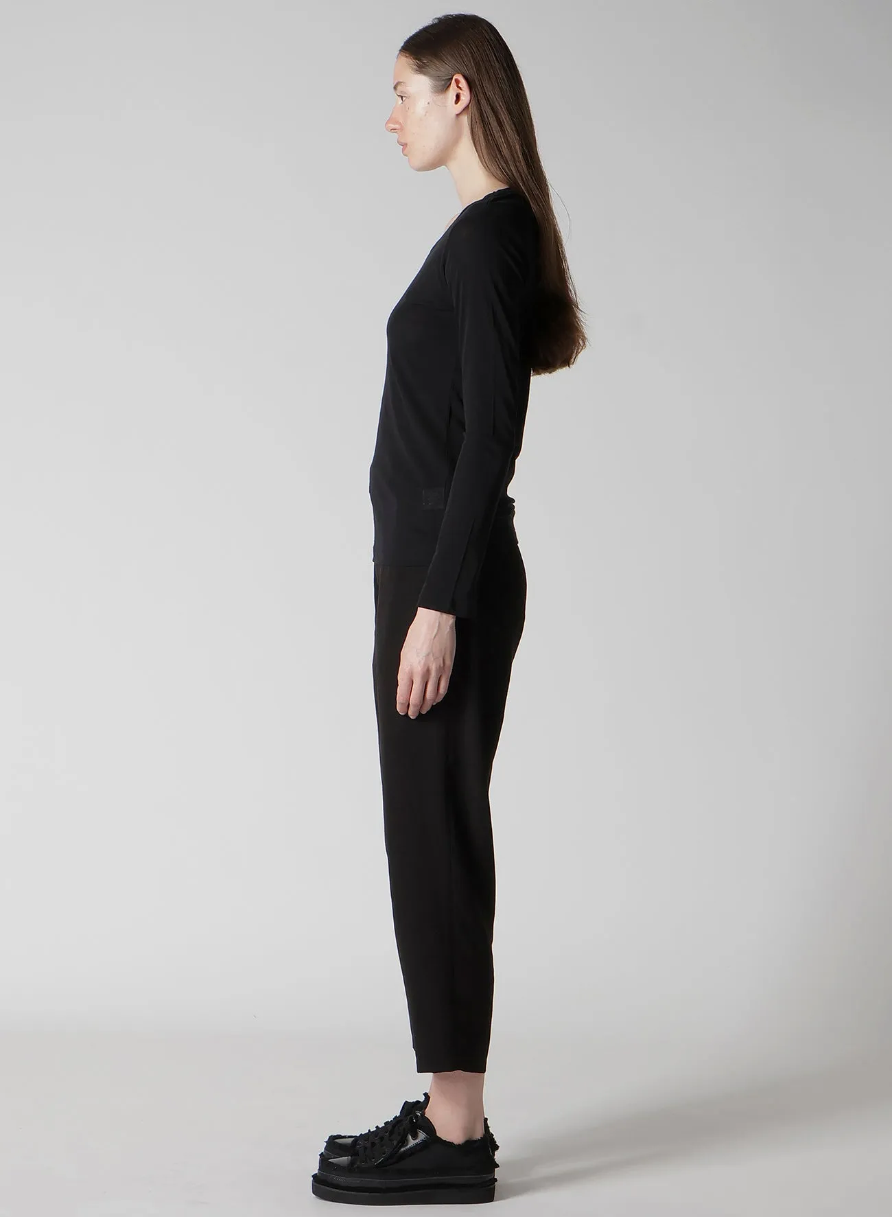 HIGH TWISTED JERSEY LONG SLV ROUND NECK T sold by Yohji Yamamoto product image thumbnail 4