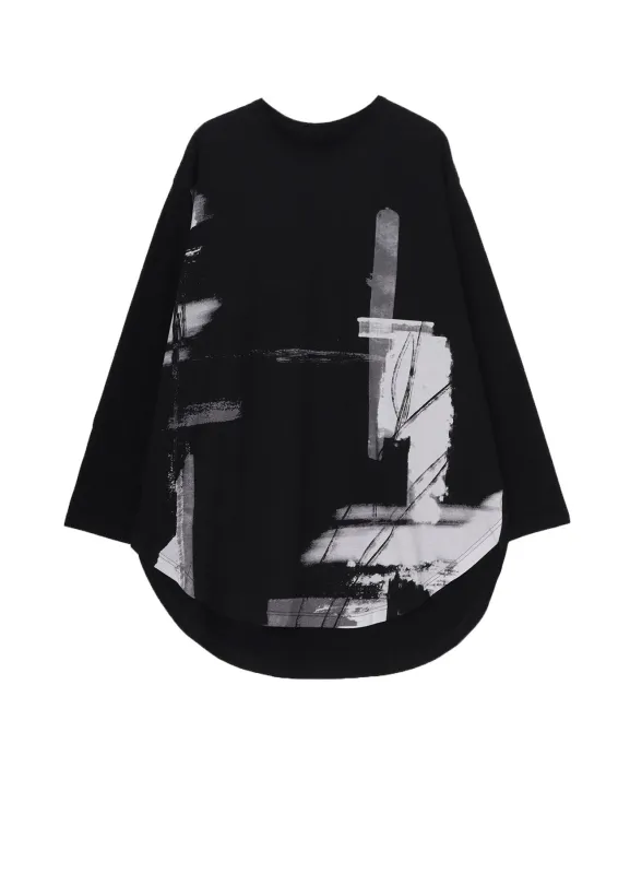 SILKETTE JERSEY PAINT PATTERN HEM JUMBO LONG SLEEVED T-SHIRT sold by Yohji Yamamoto