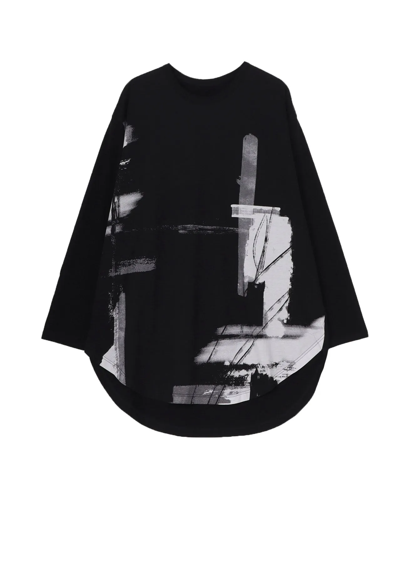 SILKETTE JERSEY PAINT PATTERN HEM JUMBO LONG SLEEVED T-SHIRT sold by Yohji Yamamoto