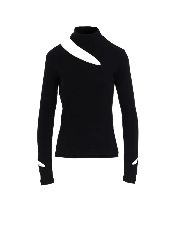 COTTON RAYON RIB SLIT HIGH NECK T-SHIRT sold by Yohji Yamamoto