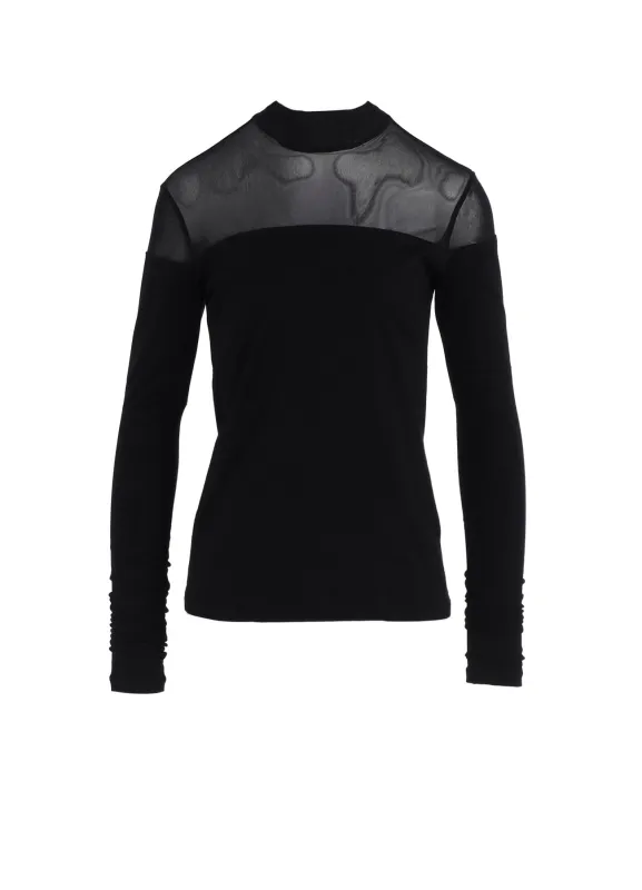 PLAIN STITCH +TULLE PANELED HIGHNECK sold by Yohji Yamamoto