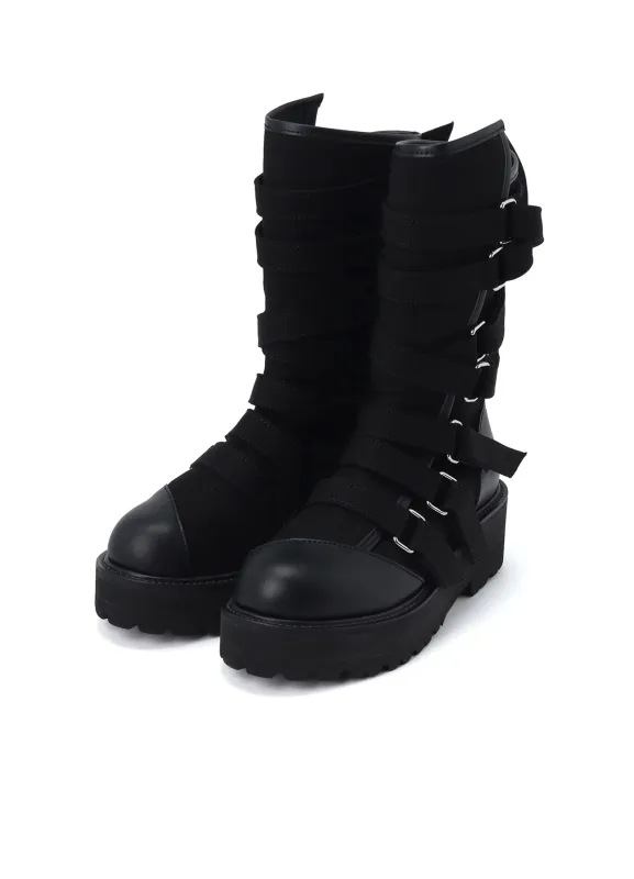 CANVAS + CHROME SPIRAL NECK BOOTS sold by Yohji Yamamoto