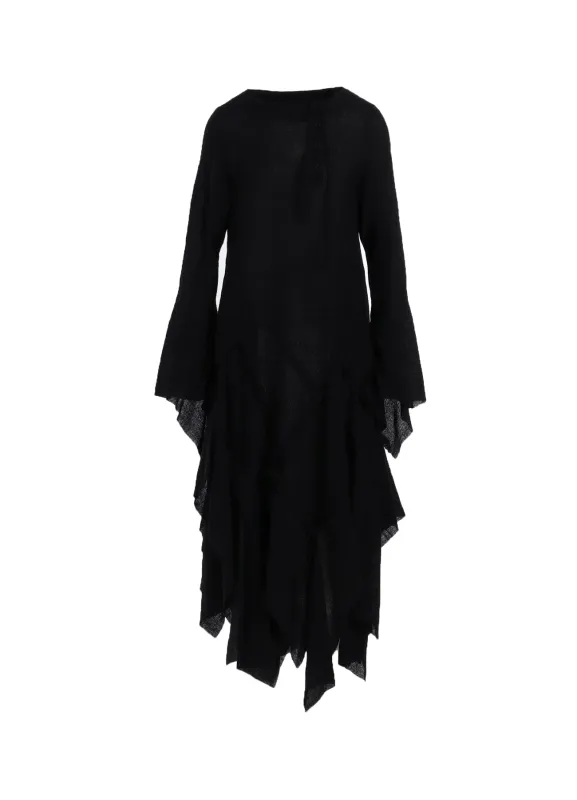 WOOL GAUZE FRILLED DRESS sold by Yohji Yamamoto