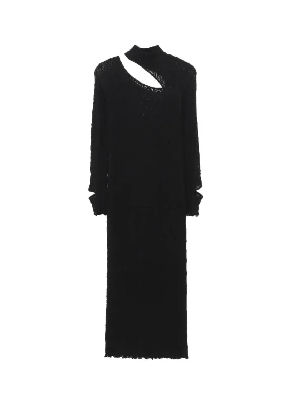 FLOWER SHIRRING SLIT DRESS sold by Yohji Yamamoto
