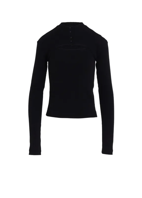 COTTON RAYON RIB CHINA COLLAR T-SHIRT sold by Yohji Yamamoto