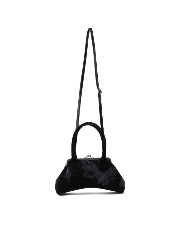 DISCHARGE-PRINTED VELVET CURVY BAG L sold by Yohji Yamamoto