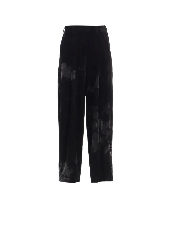 DISCHARGE-PRINTED VELVET PLEATED PANTS sold by Yohji Yamamoto