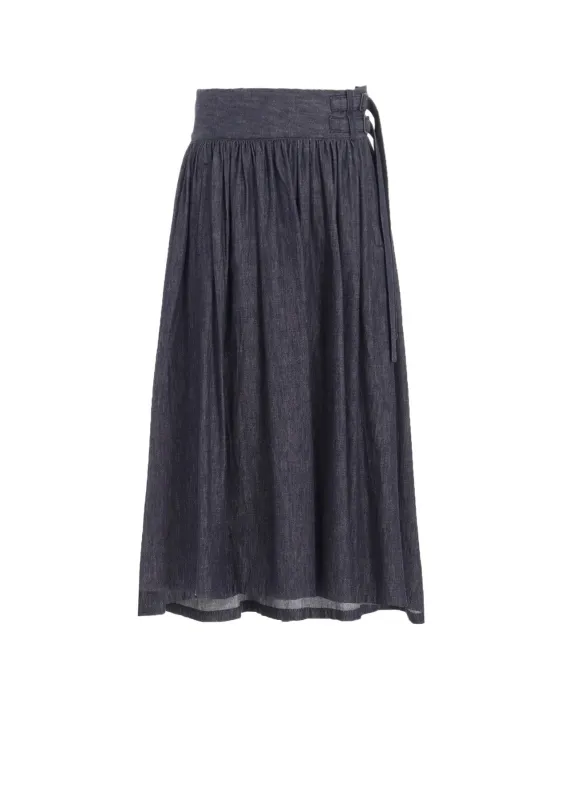 6OZ DENIM GARMENTFINISH ASYMMTRIC GATHER SKIRT sold by Yohji Yamamoto