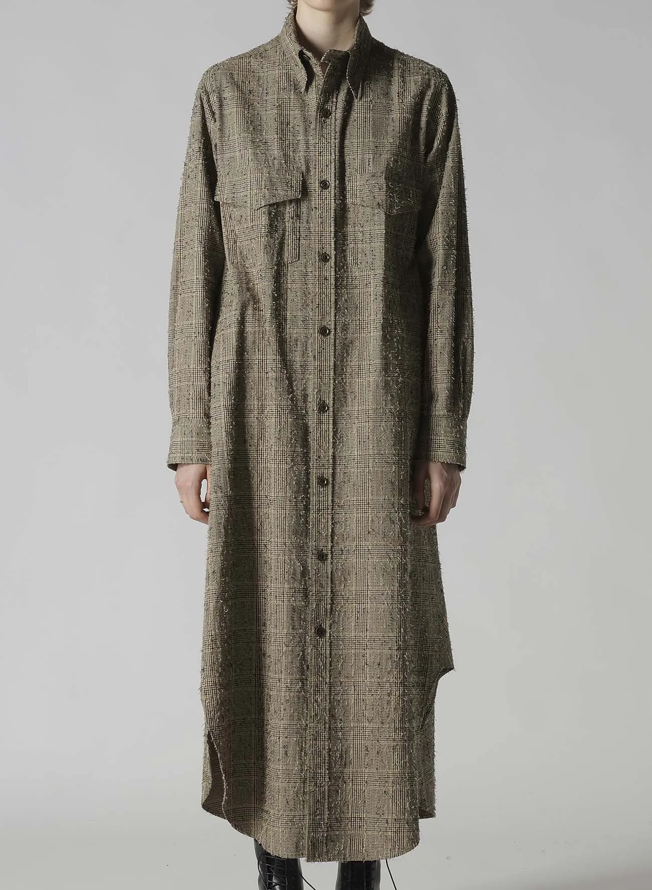 NEEDLE-PUNCHED MILITARY LONG DRESS sold by Yohji Yamamoto product image thumbnail 4