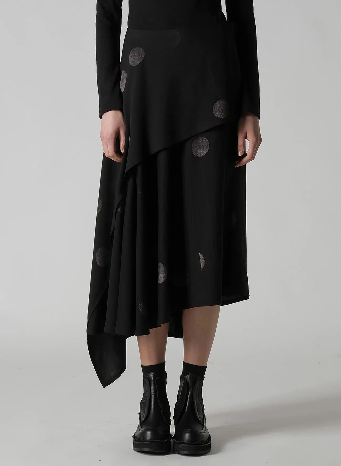 BUTTERFLY-PRINT DUNGAREE TWILL ASYMMETRIC MIDI SKIRT sold by Yohji Yamamoto product image thumbnail 4