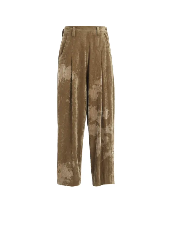 DISCHARGE-PRINTED VELVET PLEATED PANTS sold by Yohji Yamamoto