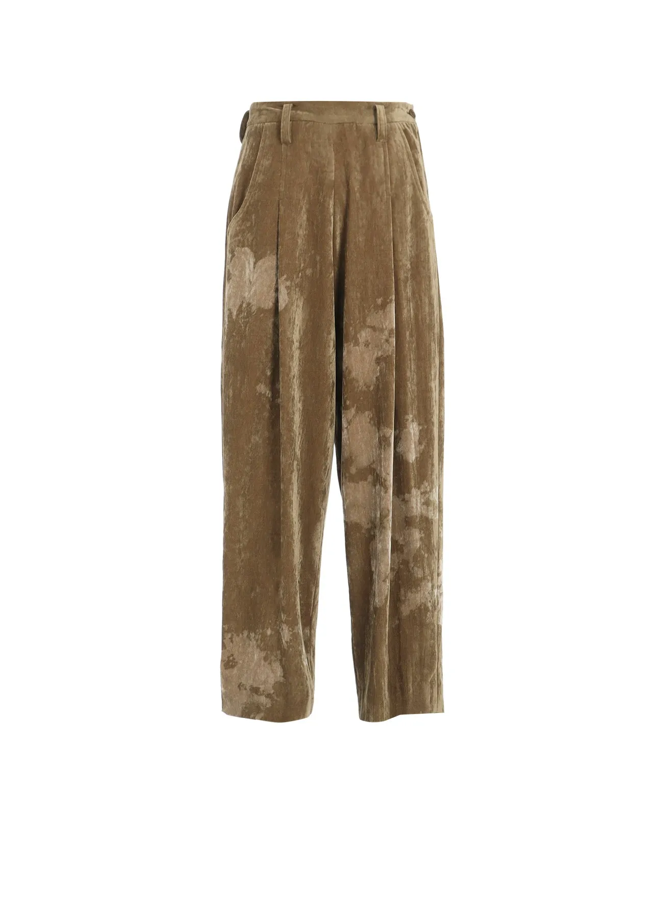 DISCHARGE-PRINTED VELVET PLEATED PANTS sold by Yohji Yamamoto