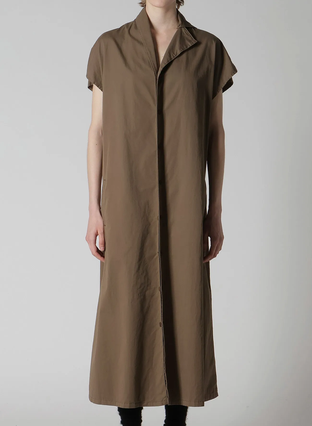 COTTON TWILL GARMENT DYE FRENCH SLEEVE DRESS sold by Yohji Yamamoto product image thumbnail 4