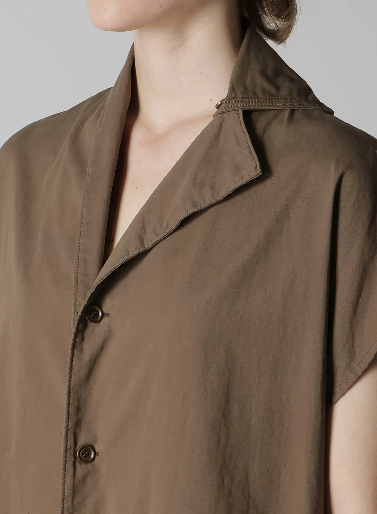 COTTON TWILL GARMENT DYE FRENCH SLEEVE DRESS sold by Yohji Yamamoto product image thumbnail 5