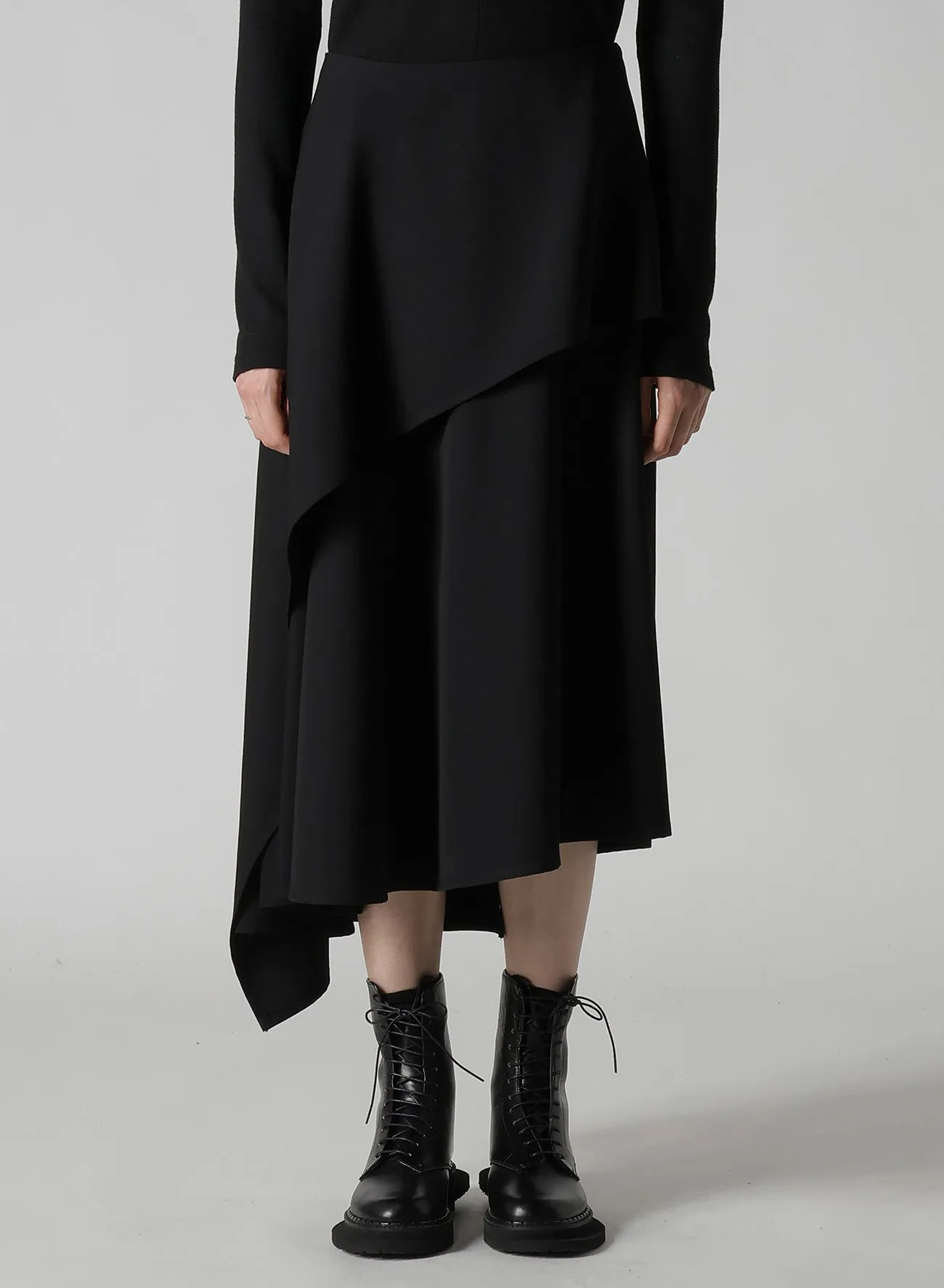 WOOL GABARDINE MIDDLE LENGTH ASYMMETRIC SKIRT sold by Yohji Yamamoto product image thumbnail 4