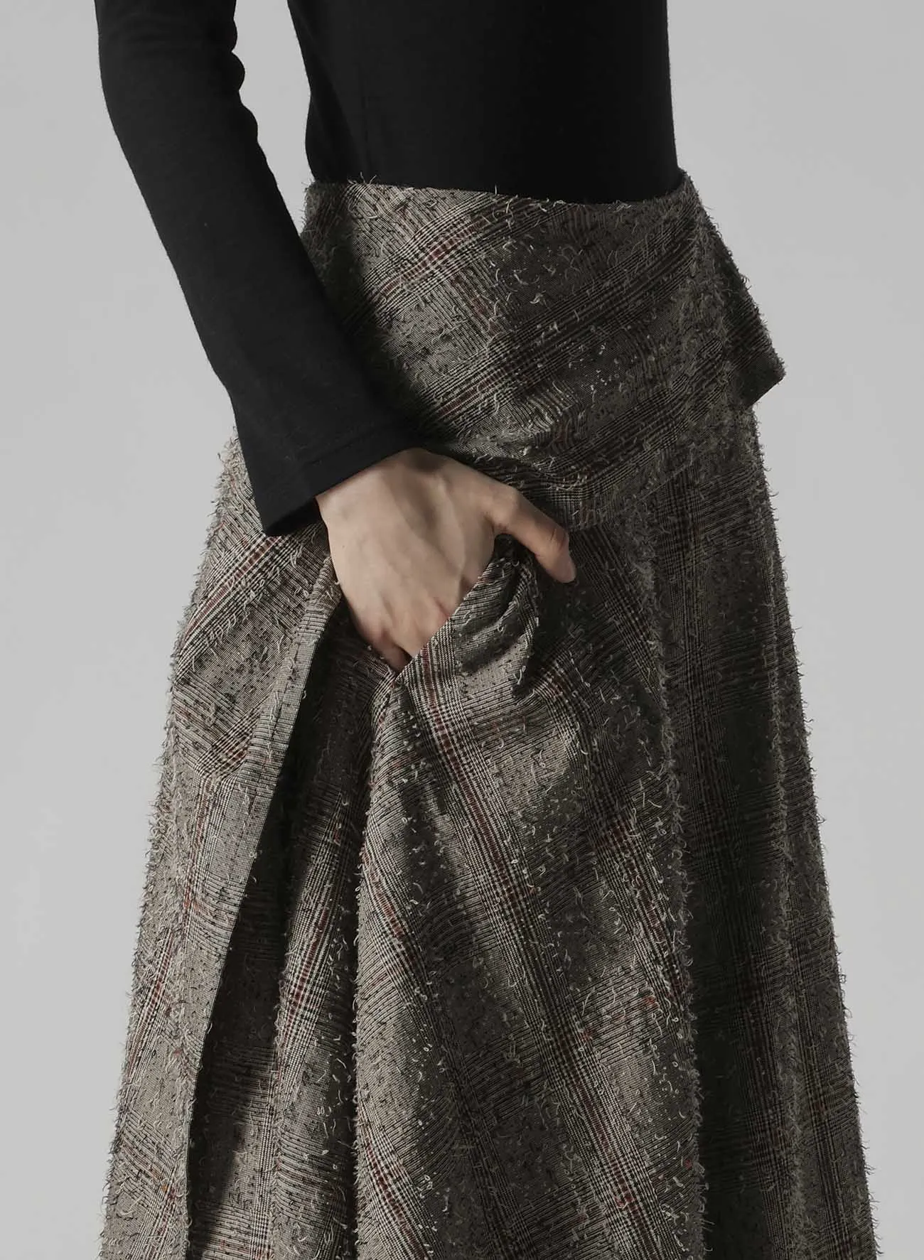 NEEDLE-PUNCHED ASYMMETRIC SKIRT sold by Yohji Yamamoto product image thumbnail 5