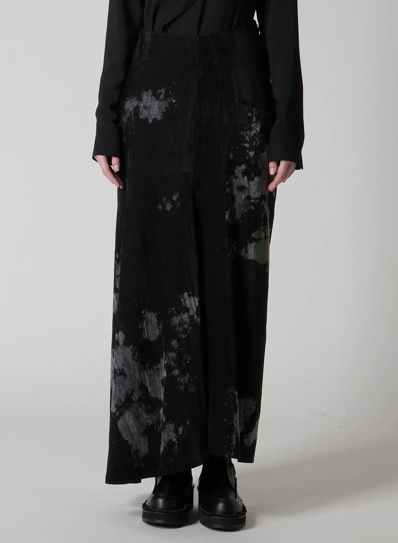 DISCHARGE-PRINTED VELVET SIDE DRAPE SKIRT sold by Yohji Yamamoto product image thumbnail 4
