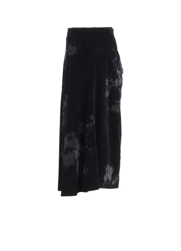 DISCHARGE-PRINTED VELVET SIDE DRAPE SKIRT sold by Yohji Yamamoto