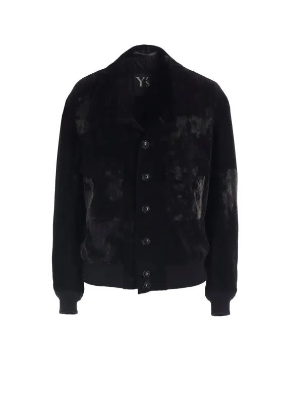 DISCHARGE-PRINTED VELVET SHIRT-COLLAR BLOUSON sold by Yohji Yamamoto