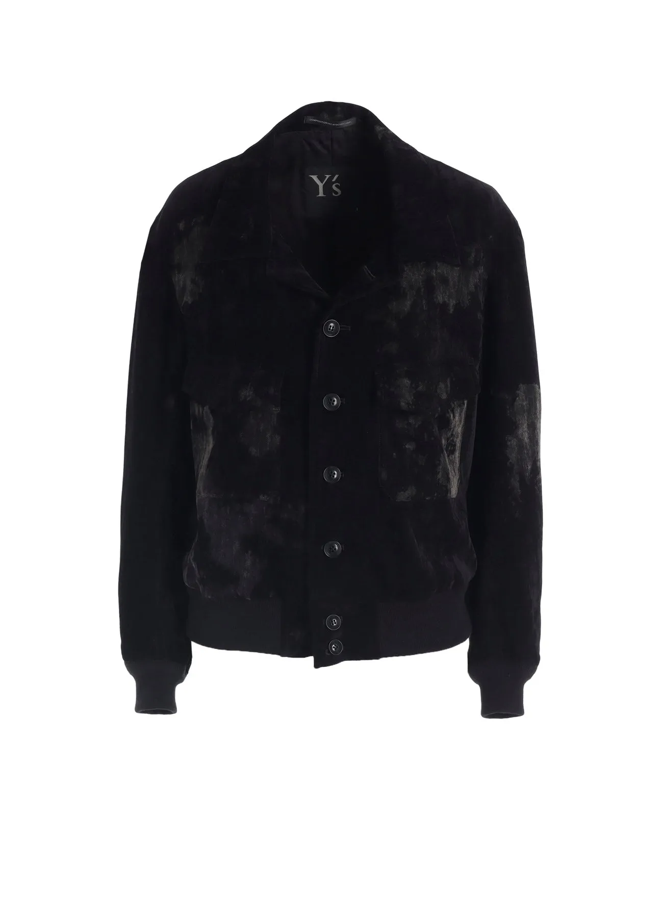 DISCHARGE-PRINTED VELVET SHIRT-COLLAR BLOUSON sold by Yohji Yamamoto
