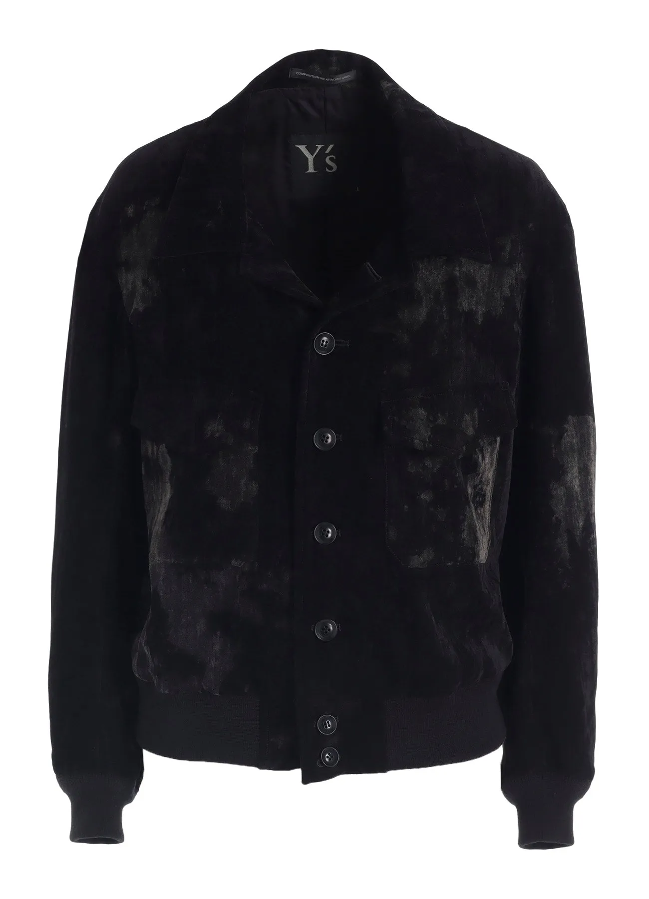 DISCHARGE-PRINTED VELVET SHIRT-COLLAR BLOUSON sold by Yohji Yamamoto product image thumbnail 2