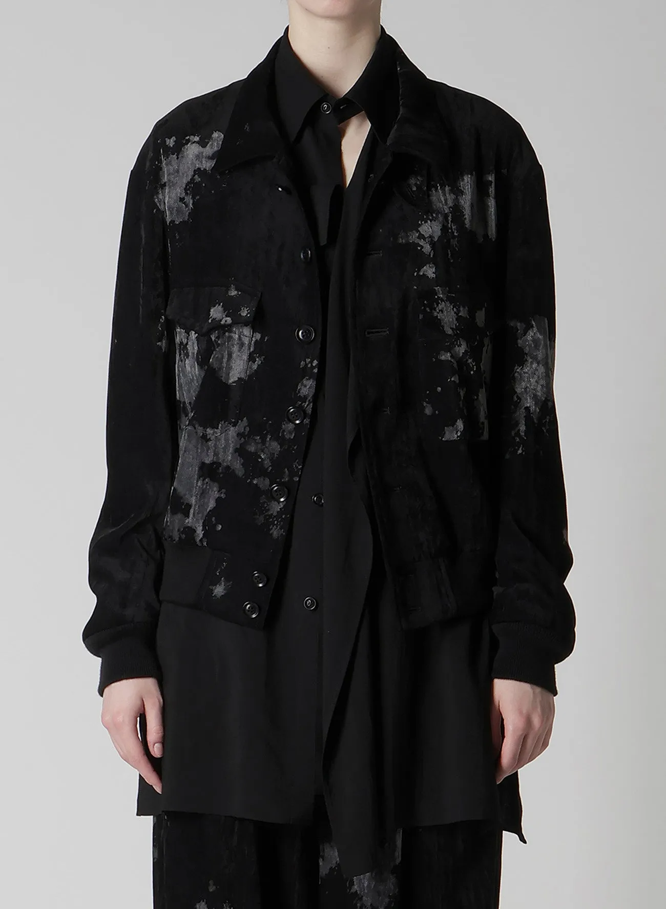 DISCHARGE-PRINTED VELVET SHIRT-COLLAR BLOUSON sold by Yohji Yamamoto product image thumbnail 5